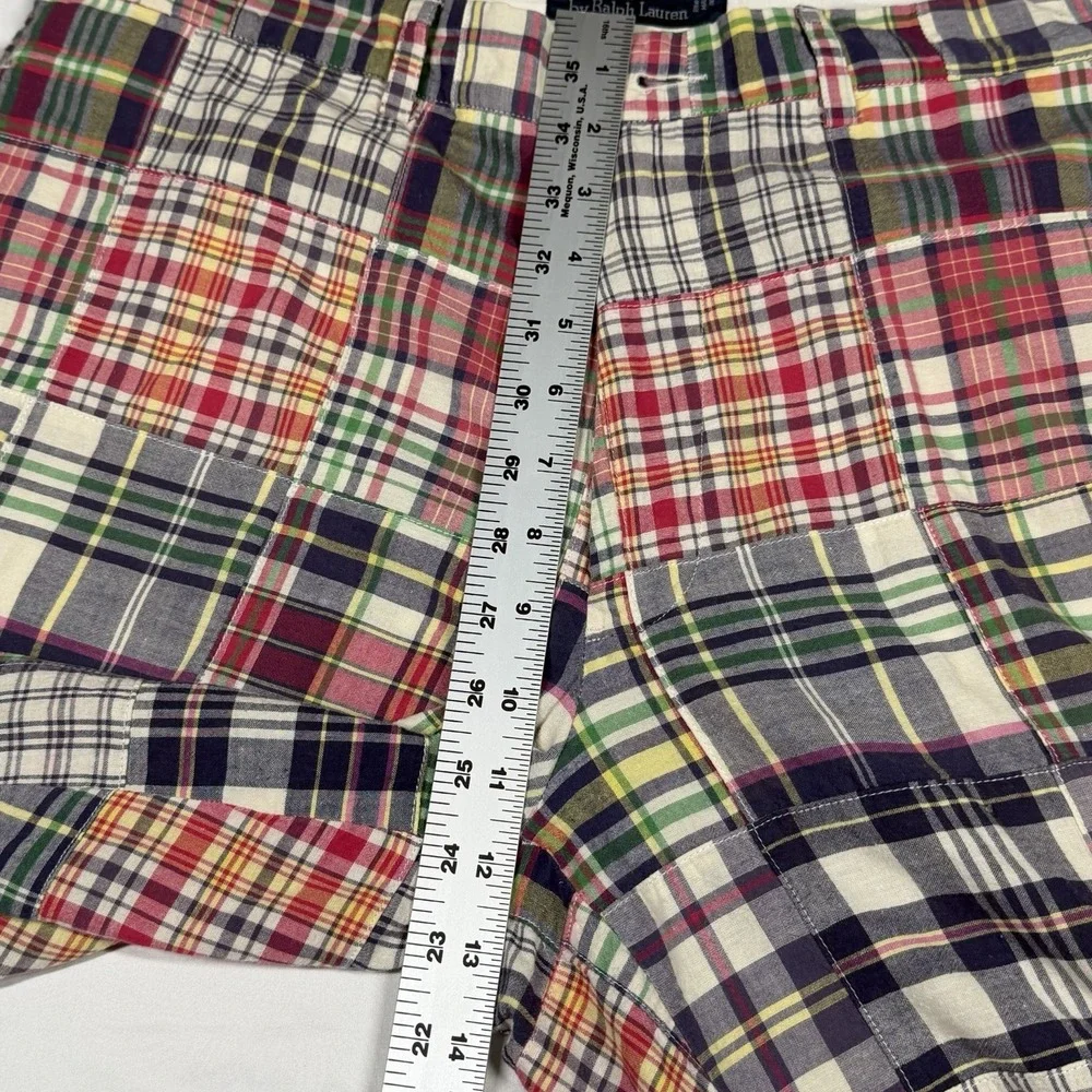 Polo Ralph Lauren 34 Waist Patchwork Plaid Bermuda Shorts Multicolor Cotton Men